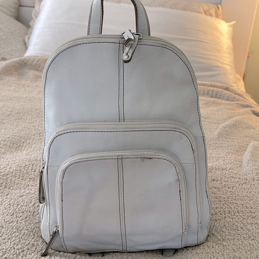 White Leather Tignanello backpack